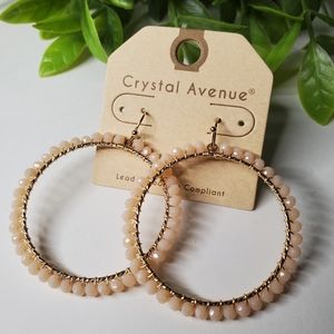 Fashion Earrings Goldtone Pink Crystals New!